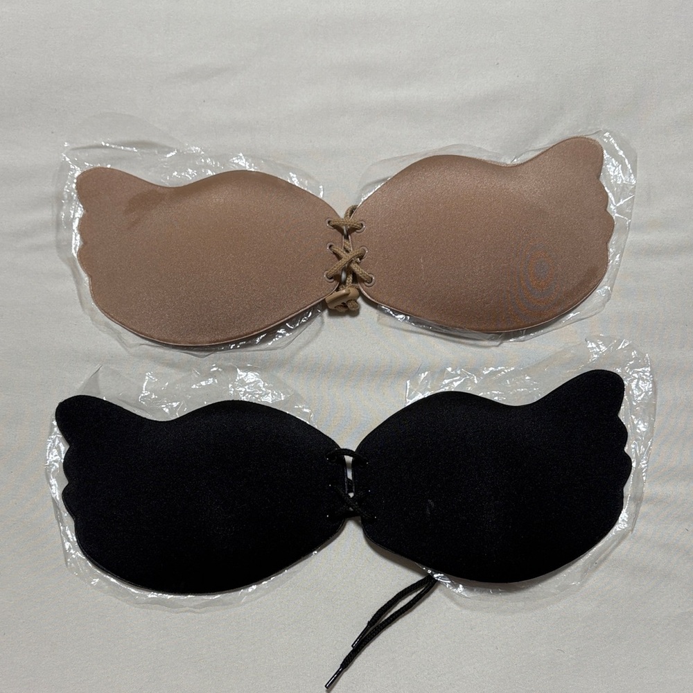 Seamless Strapless Adhesive Bra - Black and Brown